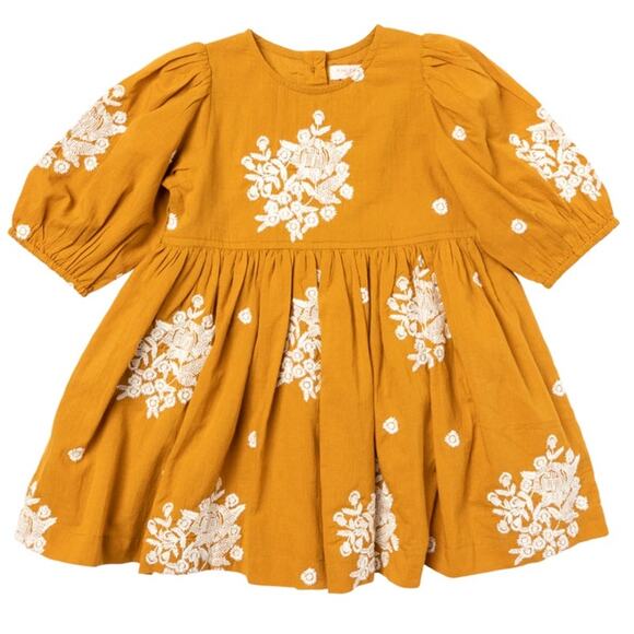 Pink Chicken Girls Brooke Dress - Inca Gold W/ Embroidery Size 5 - Picture 1 of 7